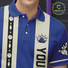 Load image into Gallery viewer, Blue Retro Bowling Polo, Quarter Zip Shirts For Men Custom Vintage Bowling Team Jerseys NQS11212