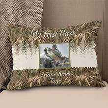 Load image into Gallery viewer, Personalized camo fishing custom photo Canvas, Linen Throw Pillown gift for fishing lovers NQS7033