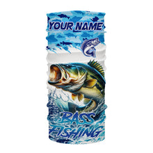 Load image into Gallery viewer, Bass fishing Blue ocean camo Custom UV protection fishing long sleeve shirt, Bass Fishing jerseys NQS9341