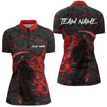 Load image into Gallery viewer, Women Darts shirts Custom black and red reaper skull Darts Team Jerseys, Darts gifts NQS9481