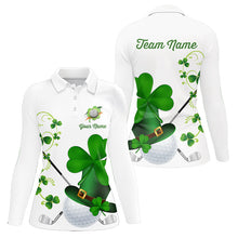 Load image into Gallery viewer, Green shamrock golf ball clubs Lucky Women polo golf shirts Custom St Patrick Day team golf jerseys NQS9482