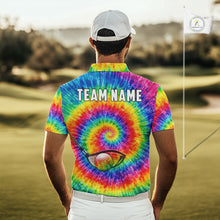 Load image into Gallery viewer, Colorful rainbow tie-dye golf polo shirt for men custom mens golf outfit, personalized golf gifts NQS11724