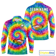 Load image into Gallery viewer, Colorful rainbow tie-dye golf polo shirt for men custom mens golf outfit, personalized golf gifts NQS11724