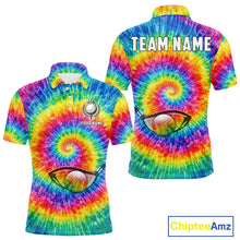 Load image into Gallery viewer, Colorful rainbow tie-dye golf polo shirt for men custom mens golf outfit, personalized golf gifts NQS11724
