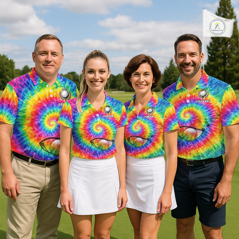 Colorful rainbow tie-dye golf polo shirt for Women custom Ladies golf outfit, personalized golf gifts NQS11724
