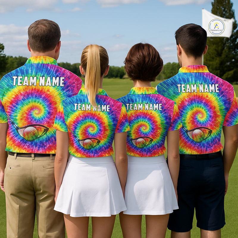 Colorful rainbow tie-dye golf polo shirt for Women custom Ladies golf outfit, personalized golf gifts NQS11724