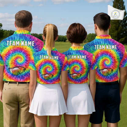 Colorful rainbow tie-dye golf polo shirt for Women custom Ladies golf outfit, personalized golf gifts NQS11724