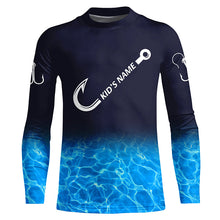 Load image into Gallery viewer, Personalized blue water camo fish hook Long Sleeve Fishing Shirts, Tournament Fishing Jerseys NQS7439