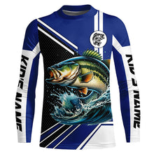 Load image into Gallery viewer, Personalized Largemouth Bass fishing Long Sleeve Performance Fishing Shirt, Bass fishing jersey | Blue NQS7598