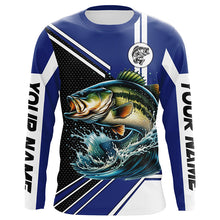 Load image into Gallery viewer, Personalized Largemouth Bass fishing Long Sleeve Performance Fishing Shirt, Bass fishing jersey | Blue NQS7598