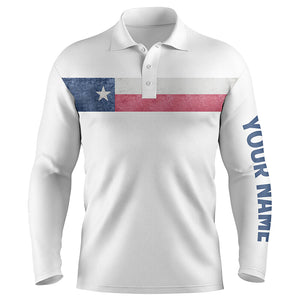 Texas flag white Mens golf polo shirts custom patriotic golf tops for mens, personalized golf gifts NQS5894