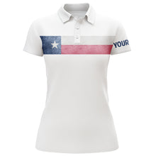 Load image into Gallery viewer, Texas flag white Womens golf polo shirts custom patriotic golf tops for womens, golf gifts NQS5894