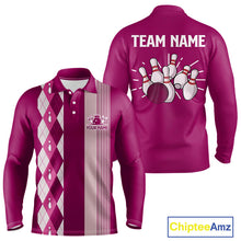 Load image into Gallery viewer, Retro Pink argyle pattern Bowling shirts For Men custom bowling team jerseys Bowler Outfits NQS10403