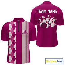 Load image into Gallery viewer, Retro Pink argyle pattern Bowling shirts For Men custom bowling team jerseys Bowler Outfits NQS10403