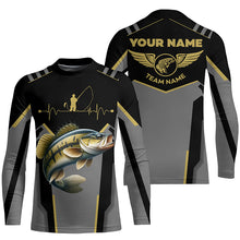 Load image into Gallery viewer, Personalized Black Smallmouth Bass Fishing jersey Team Smallmouth Fishing Long Sleeve tournament shirt NQS6317