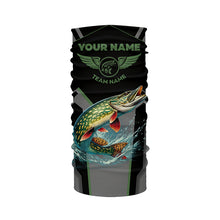 Load image into Gallery viewer, Personalized Black Northern Pike Fishing jersey, Team Pike Fishing Long Sleeve tournament shirt| Green NQS6318