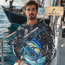 Load image into Gallery viewer, Custom Marlin Fishing Camo Long Sleeve Fishing Shirts, Personalized Marlin Fishing Team Jersey NQS10844
