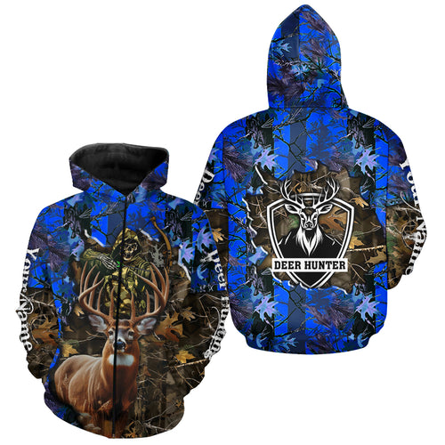 Deer Hunting big game blue camo Grim Reaper Custom Name 3D All over print shirts gifts for Hunters NQS4291