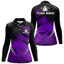 Load image into Gallery viewer, Purple and Black Bowling Shirts For Women Custom Name and Team name Bowling Jerseys Bowlers Outfit NQS8890