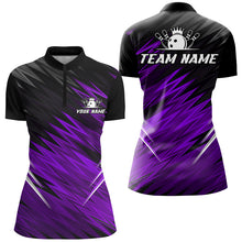 Load image into Gallery viewer, Purple and Black Bowling Shirts For Women Custom Name and Team name Bowling Jerseys Bowlers Outfit NQS8890