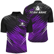 Load image into Gallery viewer, Purple and Black Bowling Shirts For Men Custom Name and Team name  Bowling Jerseys Bowlers Outfit NQS8890