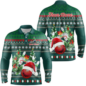 Funny ugly Christmas Green Men's Bowling Shirts Custom Team Bowling Jerseys Xmas Gift for bowlers NQS8894