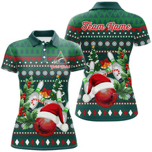 Load image into Gallery viewer, Funny ugly Christmas Green Women&#39;s Bowling Shirts Custom Team Bowling Jerseys Xmas Gift for bowlers NQS8894