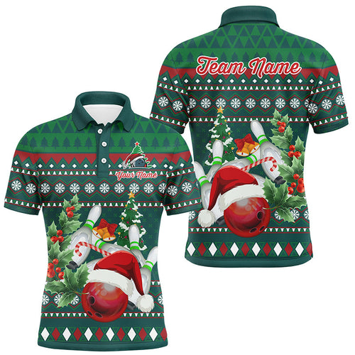 Funny ugly Christmas Green Men's Bowling Shirts Custom Team Bowling Jerseys Xmas Gift for bowlers NQS8894