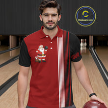 Load image into Gallery viewer, Retro Black and Red Christmas Santa Bowling shirts For Men custom bowling team jerseys Bowler Outfits NQS11011