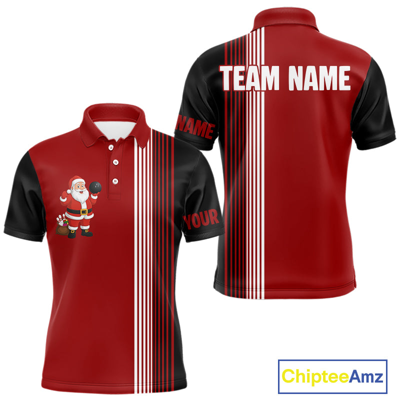 Retro Black and Red Christmas Santa Bowling shirts For Men custom bowling team jerseys Bowler Outfits NQS11011