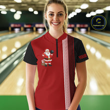 Load image into Gallery viewer, Retro Black &amp; Red Christmas Santa Bowling shirts For Women custom bowling team jerseys Bowler Outfits NQS11011