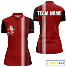 Load image into Gallery viewer, Retro Black &amp; Red Christmas Santa Bowling shirts For Women custom bowling team jerseys Bowler Outfits NQS11011