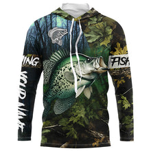 Load image into Gallery viewer, Crappie Fishing green camo Custom name Performance Long Sleeve UV protection fishing shirts for men NQSD92