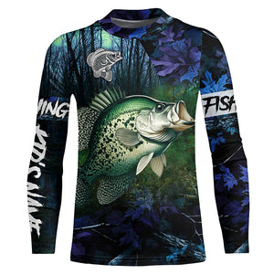 Crappie Fishing blue camo fishing team crappie Custom name Long Sleeve UV protection fishing shirts NQSD93