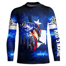 Load image into Gallery viewer, Texas Flag TX Bass Fishing US blue galaxy shirts for men custom Performance Long Sleeve UV protection NQSD100