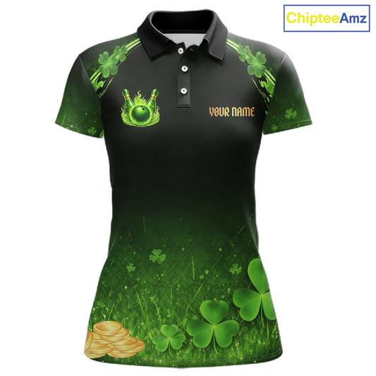Green flame shamrock St Patrick's Day bowling shirts for women custom team bowling league jerseys NQS11412