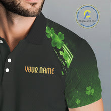 Load image into Gallery viewer, Flame golf ball green shamrock St Patrick's Day Men Golf Polo Shirts Custom lucky golf attire for men NQS11413