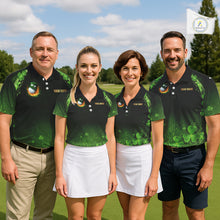 Load image into Gallery viewer, Flame golf ball green shamrock St Patrick's Day Women Golf Polo Shirt Custom lucky ladies golf attire NQS11413