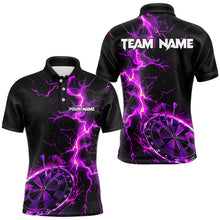 Load image into Gallery viewer, Men Darts Polo, Quarter Zip shirts Custom black and purple lightning thunder Darts Team Jerseys NQS9492