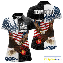 Load image into Gallery viewer, American Flag Eagle Bowling Shirts For Women Custom Patriotic Black Camo Bowling Team Jerseys NQS9863