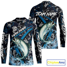 Load image into Gallery viewer, Custom Chinook Salmon Fishing Camo Long Sleeve Fishing Shirts, Personalized Salmon Fishing Team Jersey NQS9939