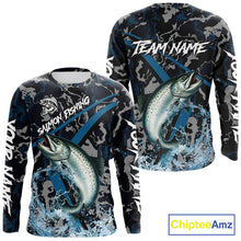 Load image into Gallery viewer, Custom Chinook Salmon Fishing Camo Long Sleeve Fishing Shirts, Personalized Salmon Fishing Team Jersey NQS9939