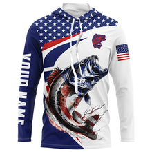 Load image into Gallery viewer, Red white and blue Largemouth Bass fishing American flag patriotic Custom UV protection Fishing Shirts NQS5689