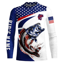 Load image into Gallery viewer, Red white and blue Largemouth Bass fishing American flag patriotic Custom UV protection Fishing Shirts NQS5689