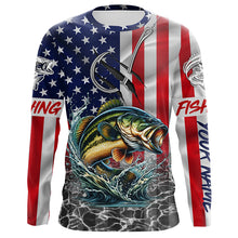 Load image into Gallery viewer, American Flag Bass Fish hook Custom long sleeve performance Fishing Shirts, Bass Fishing jerseys NQS5690