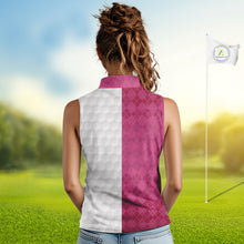 Load image into Gallery viewer, Pink white Womens Sleeveless polo shirt custom I was one under today one under a tree, a bush &amp; water NQS10091