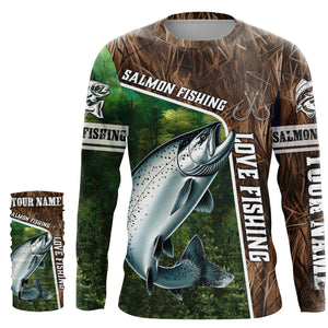 Personalized Chinook Salmon Fishing Shirts, Love Fishing Camo fish on 3D All Over Printed Shirts NQS5899