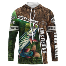 Load image into Gallery viewer, Personalized Musky Fishing Shirts, Love Fishing Camo fish on 3D All Over Printed Muskie Shirts NQS5900