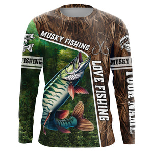 Personalized Musky Fishing Shirts, Love Fishing Camo fish on 3D All Over Printed Muskie Shirts NQS5900