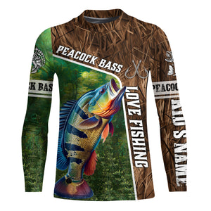 Personalized Peacock bass Fishing Shirts, Love Fishing Camo fish on 3D All Over Printed Shirts NQS5901